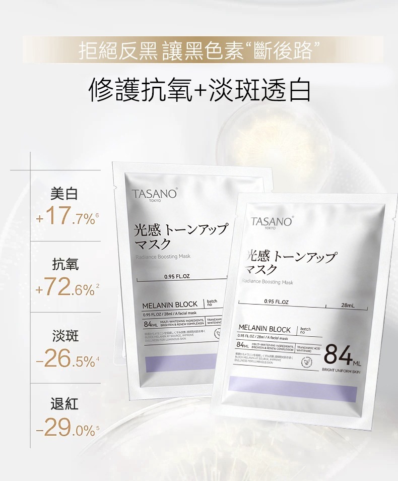 (預售產品)日本TASANO 光感透亮面膜(1盒3片)*2盒